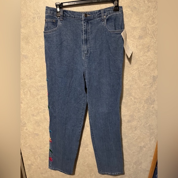 Vtg Quacker Factory Jeans Women’s Sz 12 Christmas Embroidered Presents High Rise - Picture 1 of 5